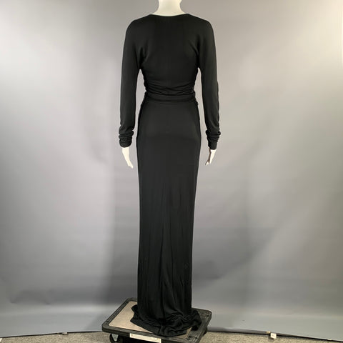 GUCCI Size 6 Black Long Sleeve Long Gown