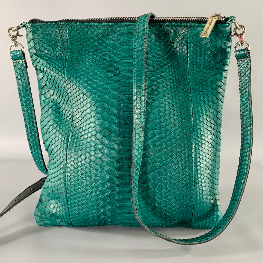 ELISABETH WEINSTOCK Green Snakeskin Leather Cross Body Handbag