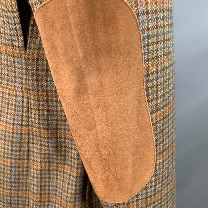 KROON Size 42 Regular Brown Blue Orange Glenplaid Virgin Wool Sport Coat