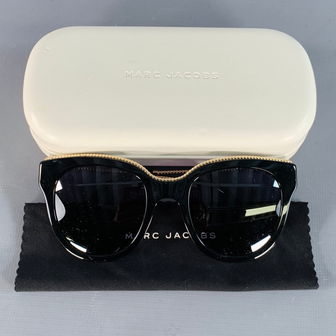 MARC JACOBS Black Gold Acetate Metal Oversized Round Sunglasses