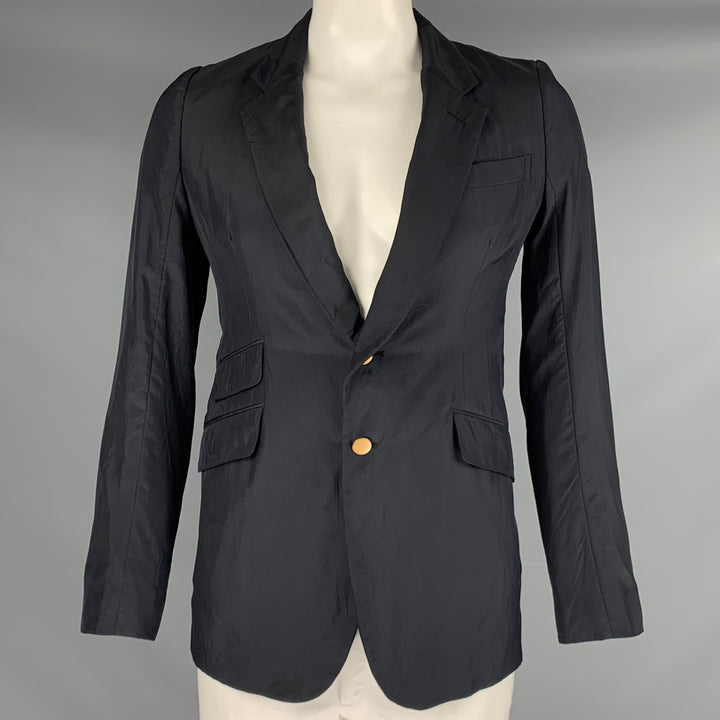 ALEXANDER MCQUEEN Size 40 Black Silk Notch Lapel Sport Coat
