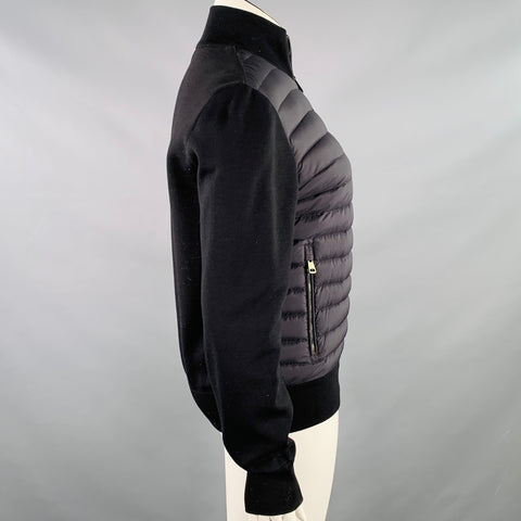 MONCLER Size L Black Nylon Quilted Double Zipper Jacket