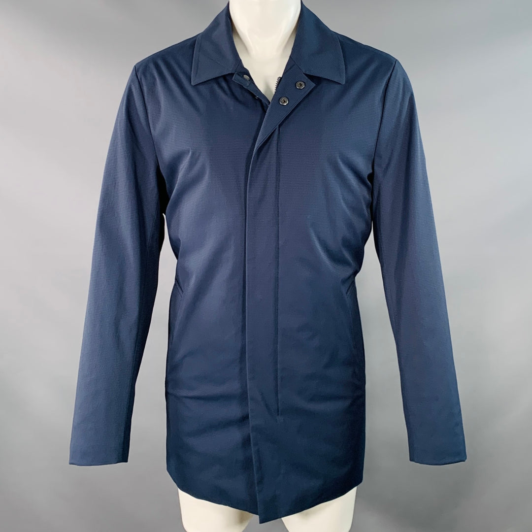 JOSEPH ABBOUD Size 40 Navy Polyester Blend Zip Up Snaps Coat