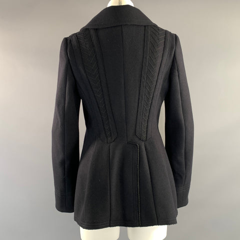 DEREK LAM Size 8 Navy Wool Button Up Coat