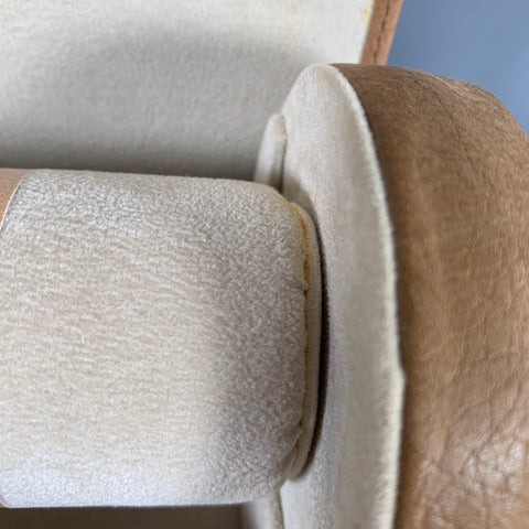 VINTAGE Tan Silver Textured Watch case Leather Goods