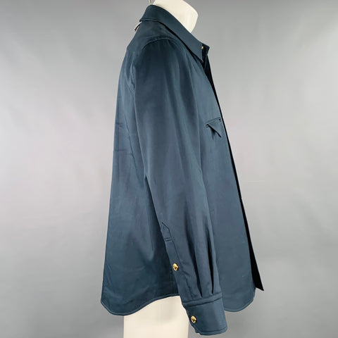 THOM BROWNE Size M Navy Twill Shirt Jacket