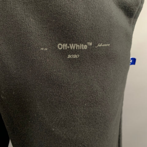 OFF-WHITE Size L Black Grey Graphic Cotton Sweats Shorts