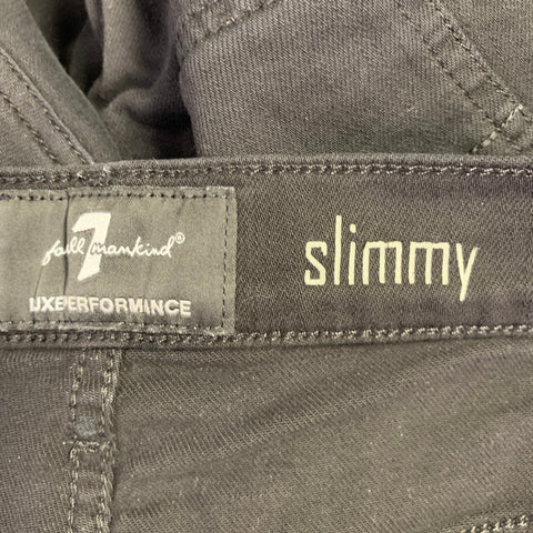 7 FOR ALL MANKIND Size 33 Black Cotton Blend Slim Straight Jeans