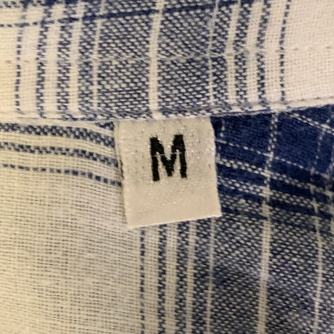 ADAM KIMMEL Size M Blue White Tartan Cotton Pointed Collar Long Sleeve Shirt