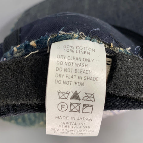 KAPITAL BORO.  Indigo Patchwork Cotton Baseball Cap Hat