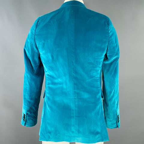 PAUL SMITH Size 38 Regular Blue Aqua Velvet Sport Coat