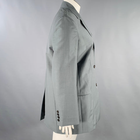 THE ROW Size 12 Grey Sage Silk Single Breasted Coat