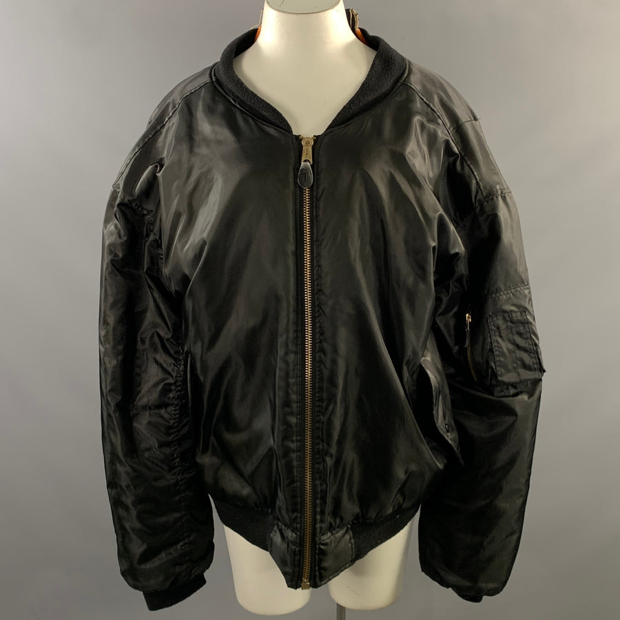 VETEMENTS FW2017 Size XXXXL Black Orange Polyamide Bomber Jacket