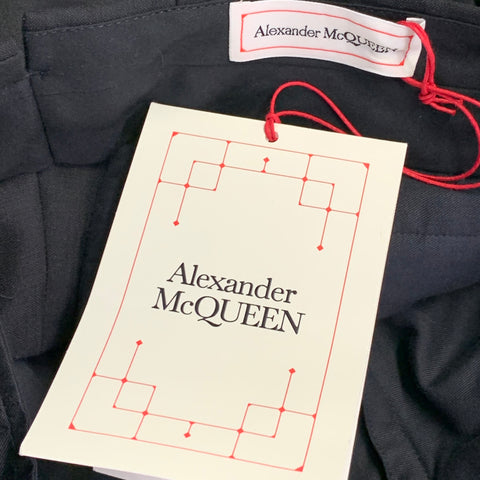 ALEXANDER MCQUEEN Size 28 Black Silver Contrast Trim Wool Mohair Dress Pants