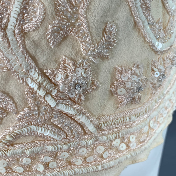 RALPH LAUREN Size M Beige Cream Silk Embroidered Spaghetti Straps Dress Top