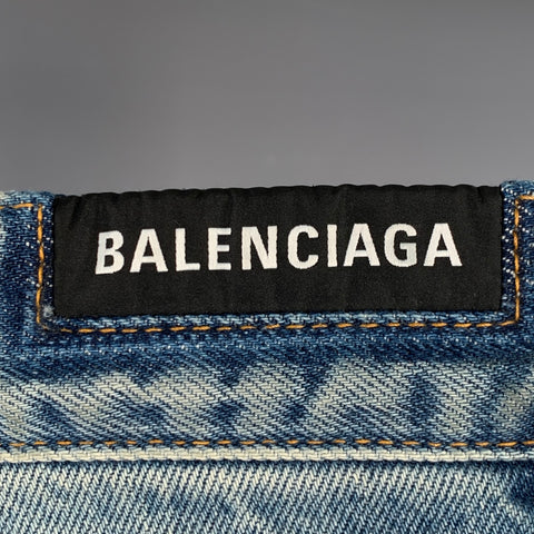 BALENCIAGA Size S Blue Wash Denim Zip Fly Baggy Jeans