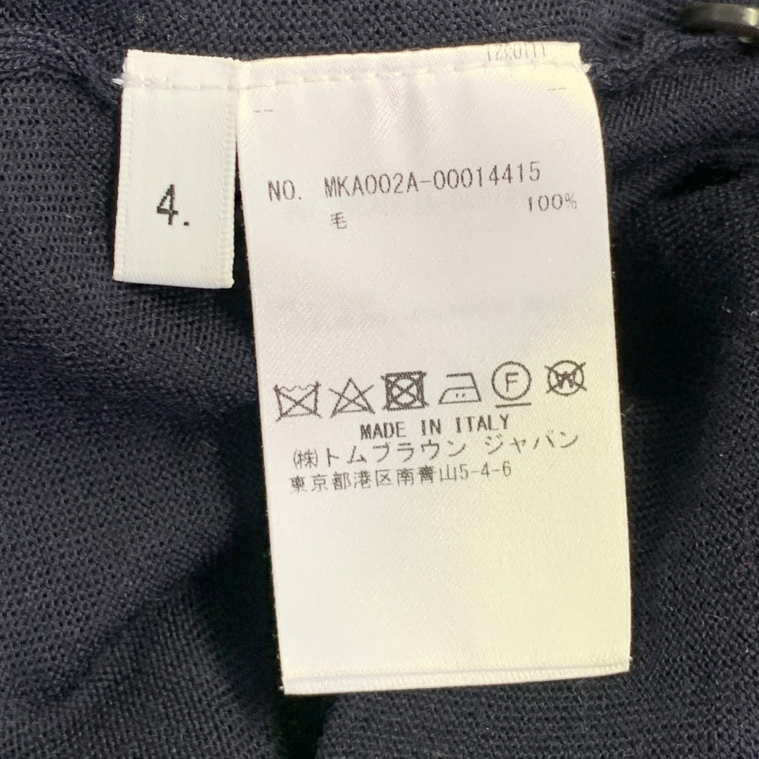 THOM BROWNE Size L Navy White Stripe Merino Wool Pullover