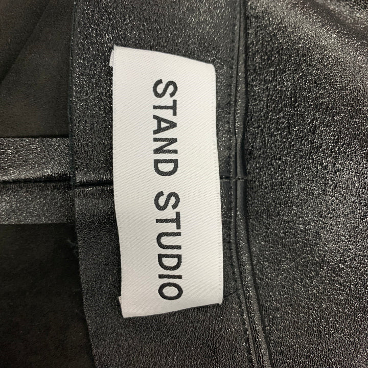 STAND STUDIO Size 0 Black Faux Leather Shimmer Side Zipper Leggings