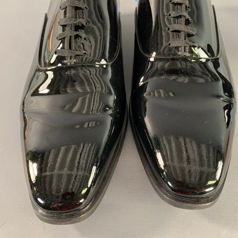 SUITSUPPLY Size 9.5 Black Patent Leather Oxford Tuxedo Lace-Up Shoes