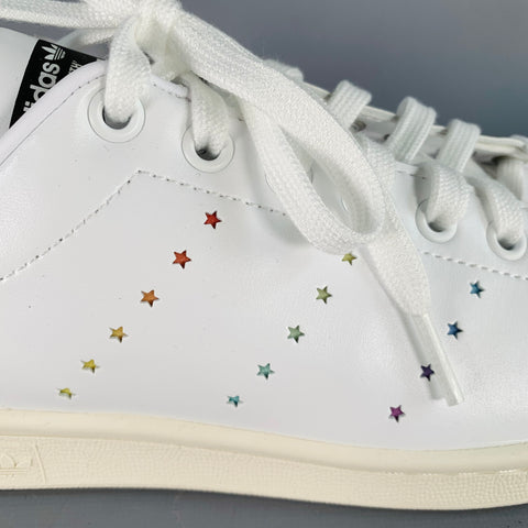 ADIDAS x STELLA McCARTNEY Size 8.5 White Multi Color Leather Stars Lace-Up Low Top Sneakers