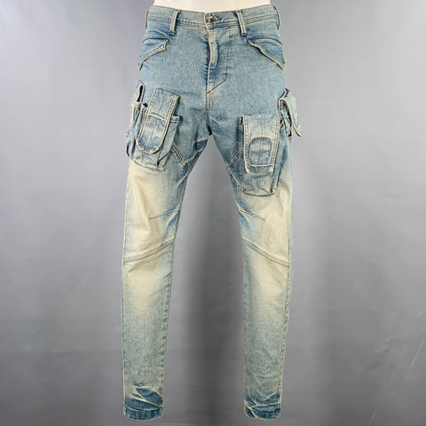 Jean cargo droit en denim bleu JULIUS JAPAN taille 34