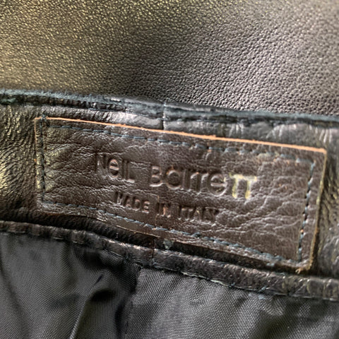 NEIL BARRETT Size 31 Black Metallic Leather Dress Pants