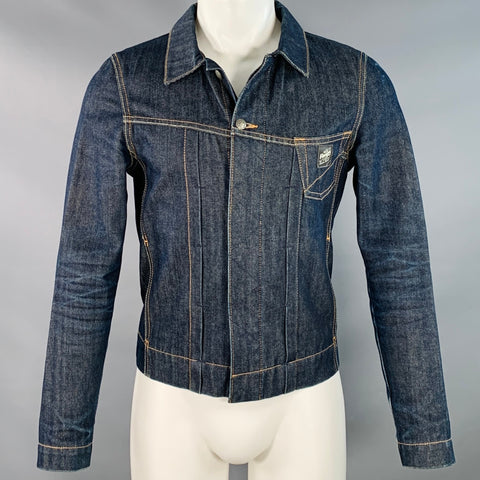 FIBEROPS Size S Blue Indigo Contrast Stitch Cotton Jacket