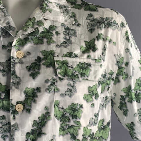 DIOR HOMME Size L White Green Leaves Short Sleeve Tracksuits & Sets