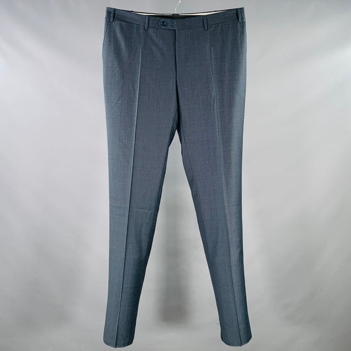 CANALI Size 38 Grey Brown Wool Flat Front Dress Pants