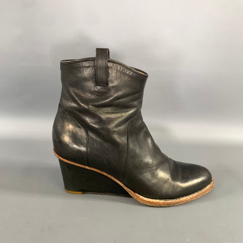 MAISON MARTIN MARGIELA Size 10 Black Brown Leather Ankle Zips Boots