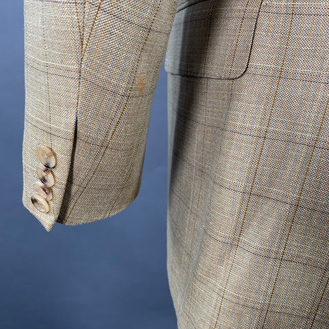 PAL ZILERI Size 38 Regular Beige Grey Brown Window Pane Sport Coat