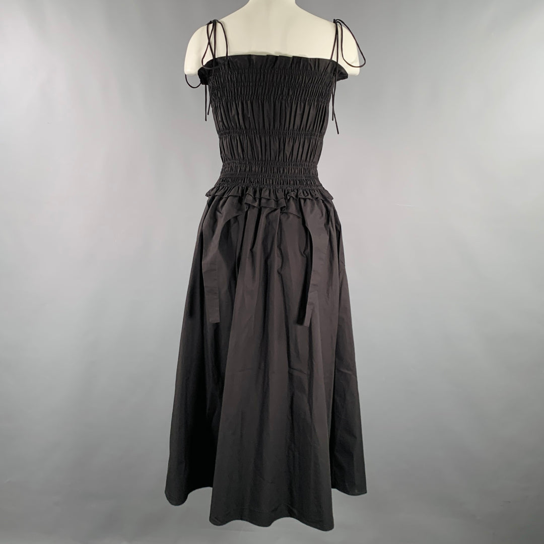 ALLINA LIU Size S Black Cotton Ruched Spaghetti Straps Long Dress
