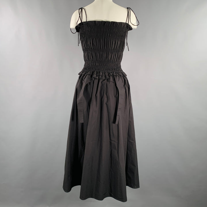 ALLINA LIU Size S Black Cotton Ruched Spaghetti Straps Long Dress