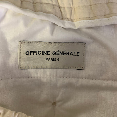 OFFICINE GENERALE Size 32 Cream Stripe Cotton Drawstring Casual Pants