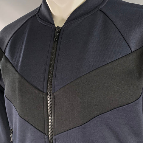 RAG & BONE Size M Navy Black Color Block Polyester Zip Up Bomber