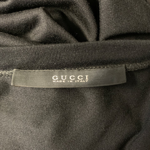 GUCCI Size One Size Black Studded Silk Crew Neck T Shirt