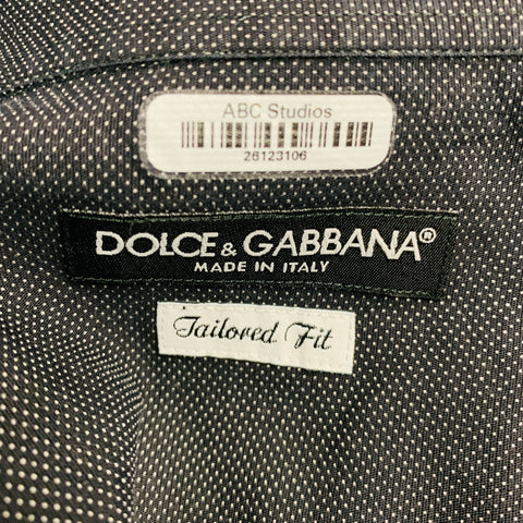 DOLCE & GABBANA Size S Black Nailhead Cotton Button Up Long Sleeve Shirt