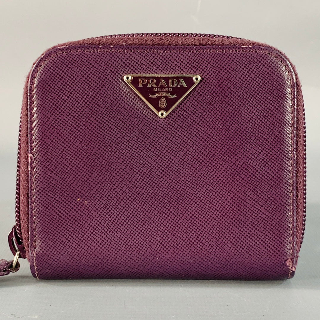 PRADA Purple Saffiano Leather Zip Wallet