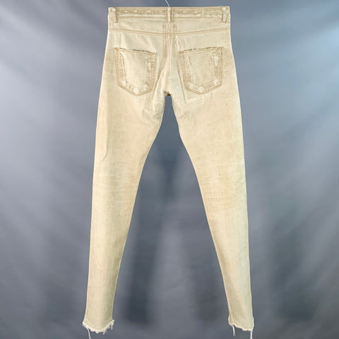 DRKSHDW Size 31 Grey Twill Cotton Tapered Slim Distressed Button Fly Jeans