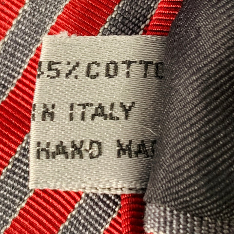 DIOR HOMME Burgundy Grey Diagonal Stripe Silk Cotton Tie