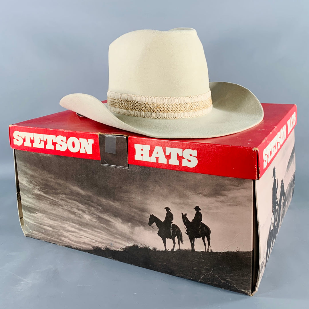 STETSON Size 7 3/8 Beige Stone Felt Cowboy Hat