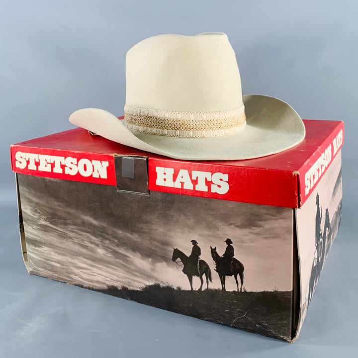 STETSON Size 7 3/8 Beige Stone Felt Cowboy Hat