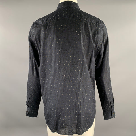 PAUL SMITH Size L Black Gold Polka Dot Cotton Long Sleeve Shirt