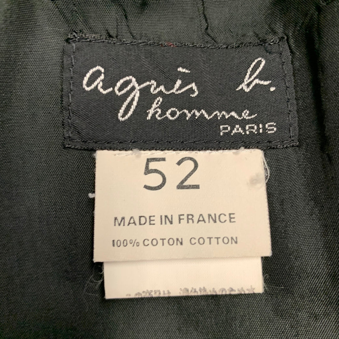 AGNÈS B. Chest Size 42 Cream Black Gingham Cotton Slim Fit Notch Lapel Sport Coat