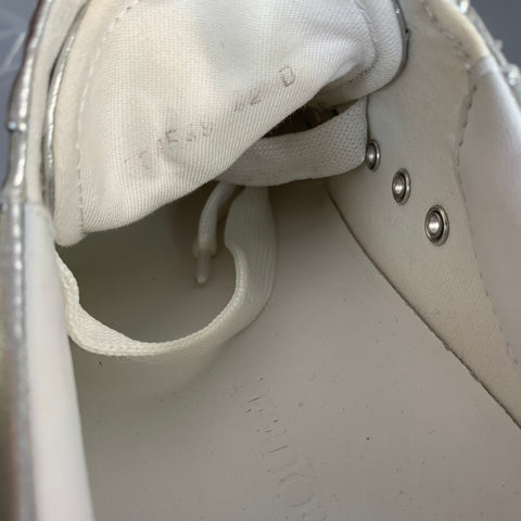 ALEXANDER MCQUEEN Size 9 Silver White Metallic Leather Lace Sneakers
