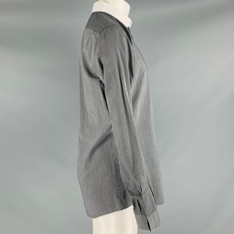 DOLCE & GABBANA Size M Black White Pinstripe Cotton Button Up Long Sleeve Shirt