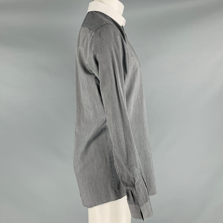 DOLCE &amp; GABBANA Camisa de manga larga con botones de algodón a rayas blancas y negras talla M