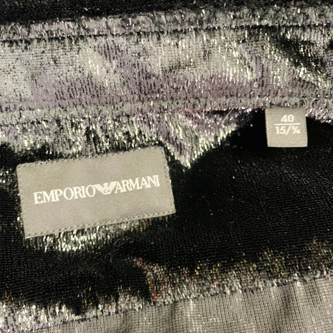 EMPORIO ARMANI Size M Black Metallic Polyester Blend Long Sleeve Shirt