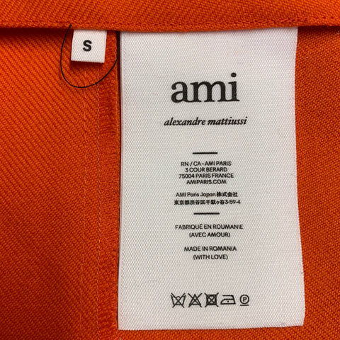 AMI by ALEXANDRE MATTIUSSI Size S Orange Wool Twill Belted Wrap Mini Skirt