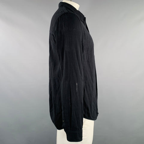 SEFR Size XL Black Cotton Blend Button Up Long Sleeve Shirt